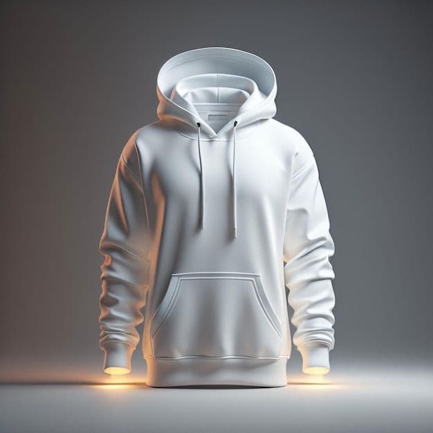 White pullover hoodie against a grey background